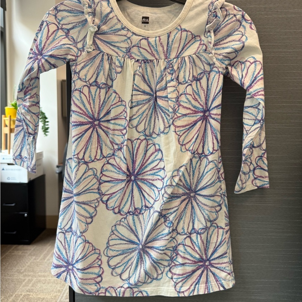 Tea Collection White and Blue Floral Kids Dress